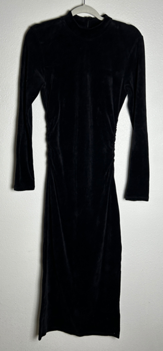 Juicy Couture Women's Black Velour Long Sleeve Cinched Waist Dress Size Med